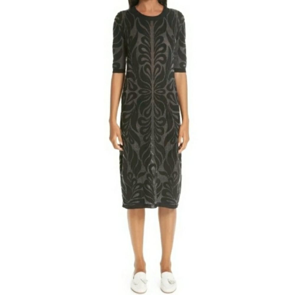 PARTOW INTARSIA KNIT WOOL‎ MIDI DRESS SZ S NEW